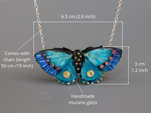 Blue butterfly necklace