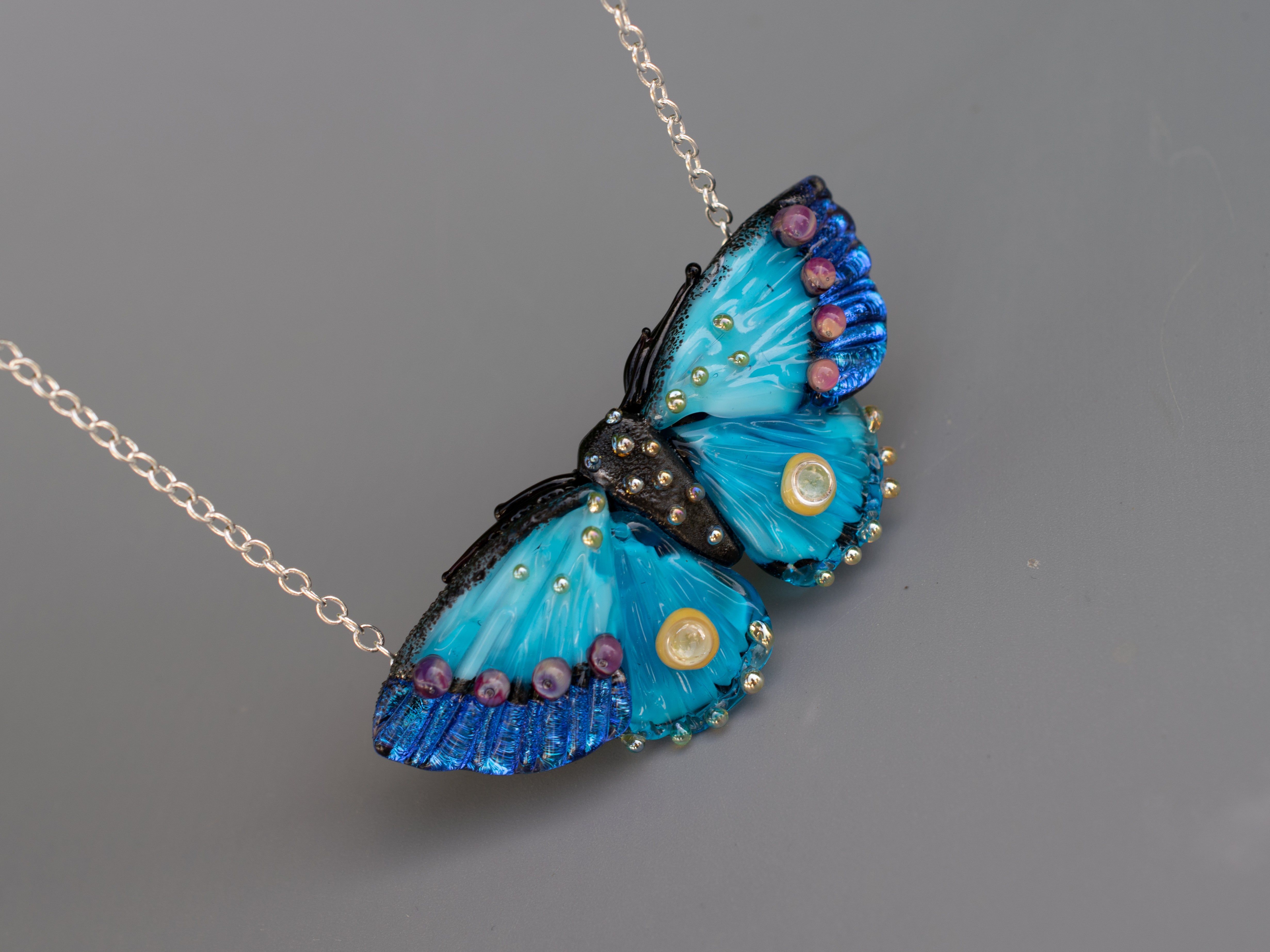 Blue butterfly necklace