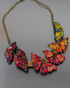 Orange butterfly necklace