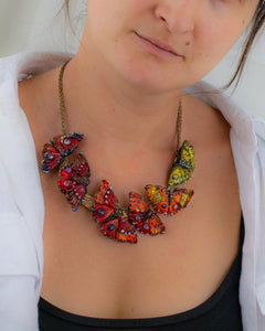 Orange butterfly necklace