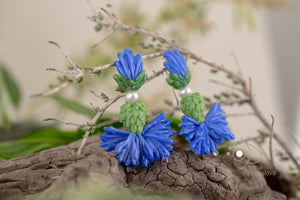 Blue cornflower earrings