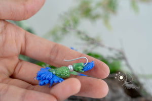 Blue cornflower earrings