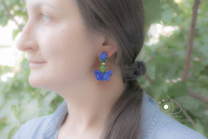 Blue cornflower earrings