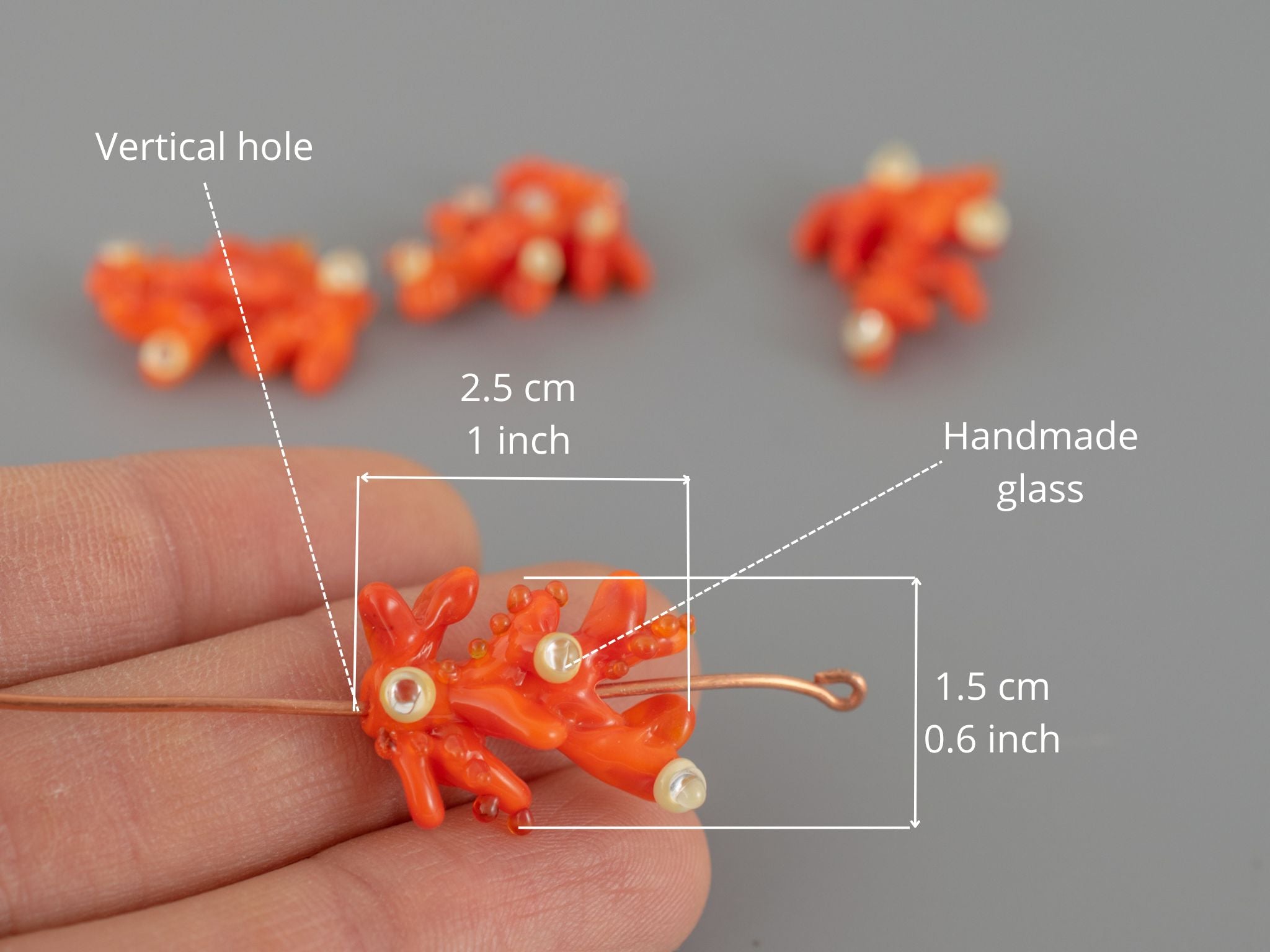 Orange coral glass bead