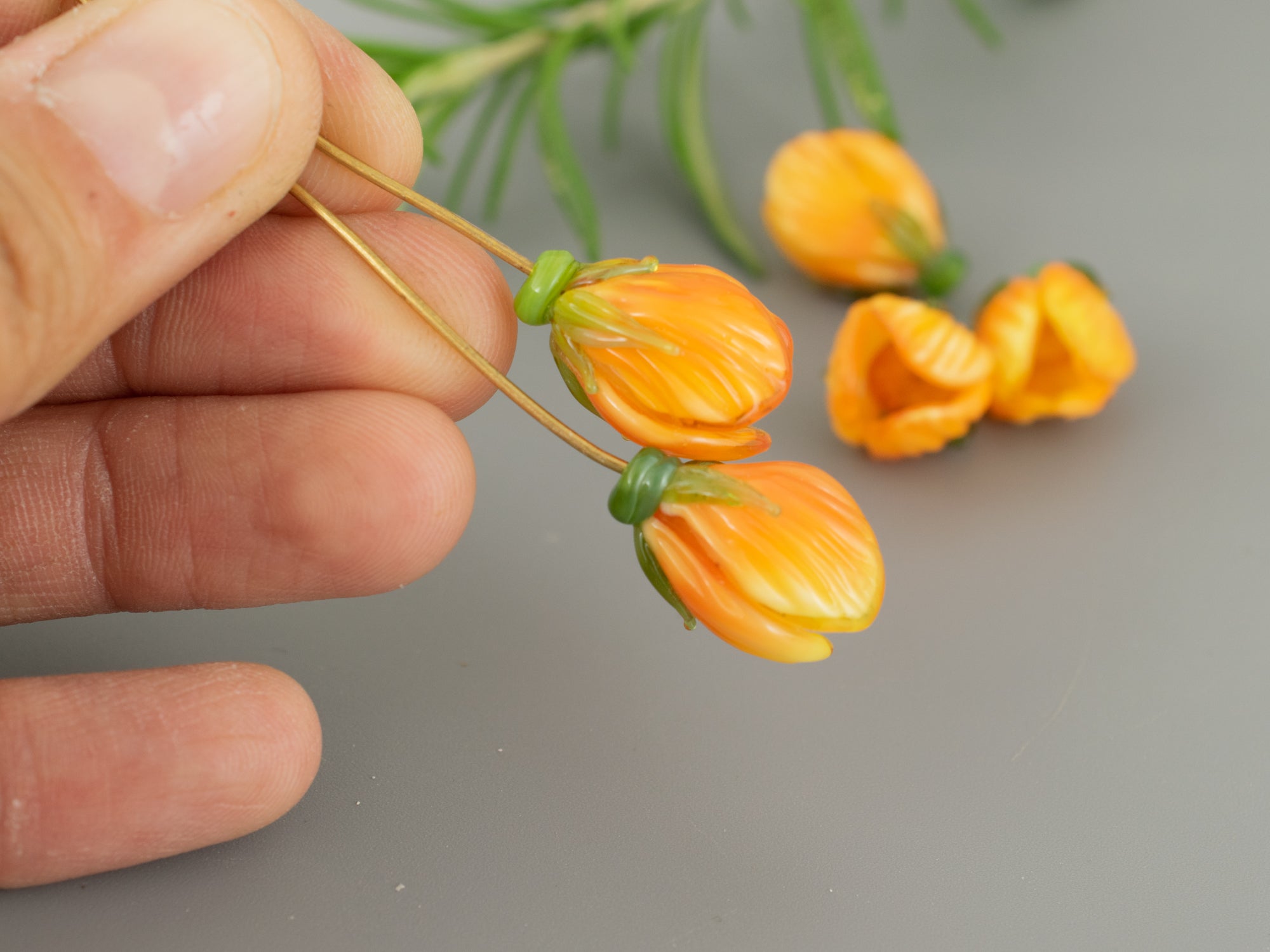 Yellow flower bead