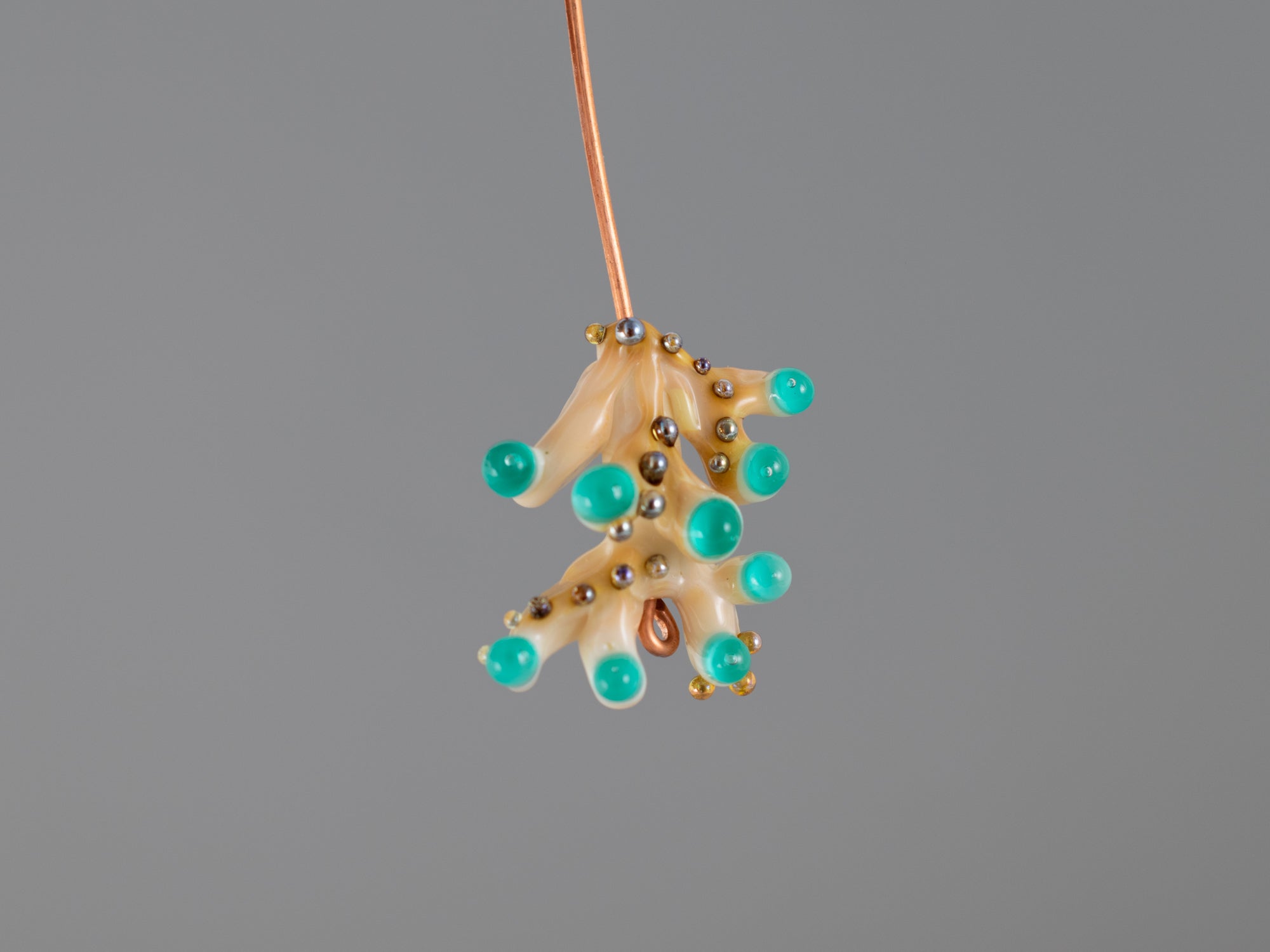 Turquoise coral glass bead