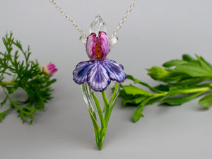 Aromatherapy necklace Pink  Iris flower