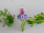 Load image into Gallery viewer, Aromatherapy necklace Pink  Iris flower
