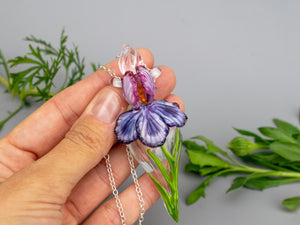 Aromatherapy necklace Pink  Iris flower