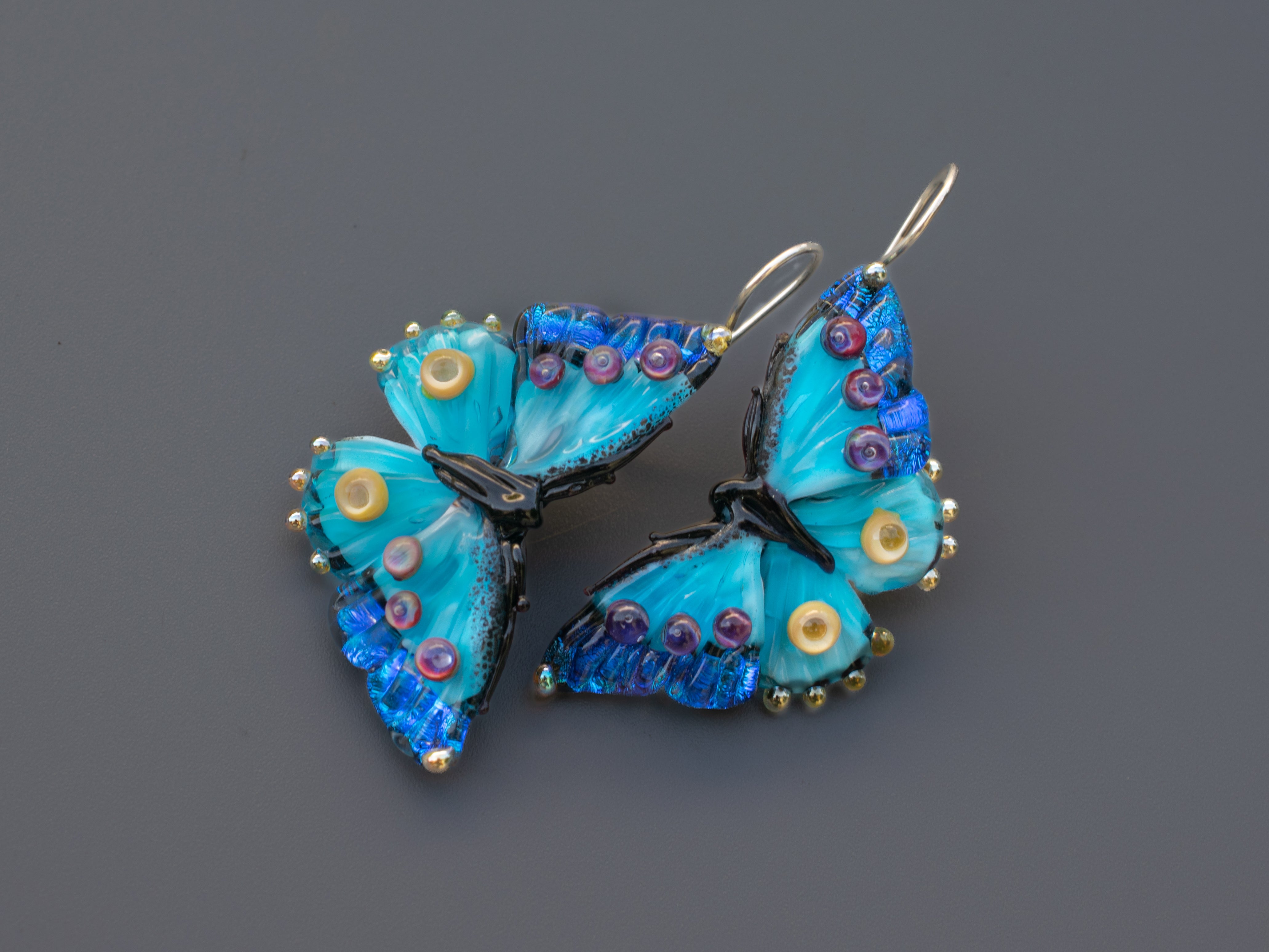 Blue butterfly earrings