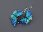 Load image into Gallery viewer, Blue butterfly earrings
