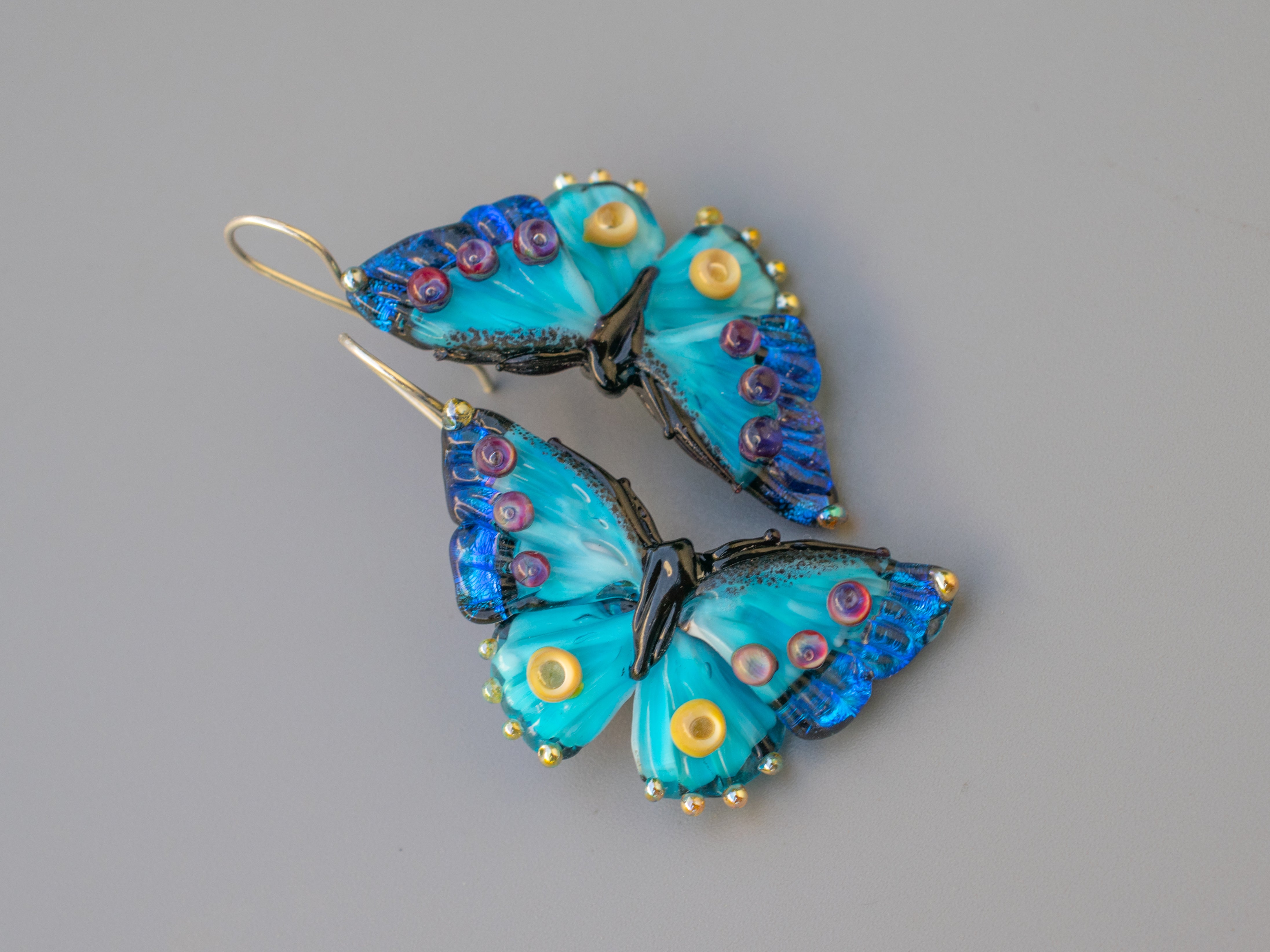 Blue butterfly earrings