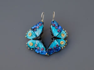 Blue butterfly earrings