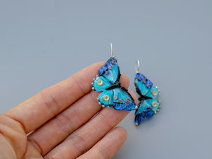 Blue butterfly earrings