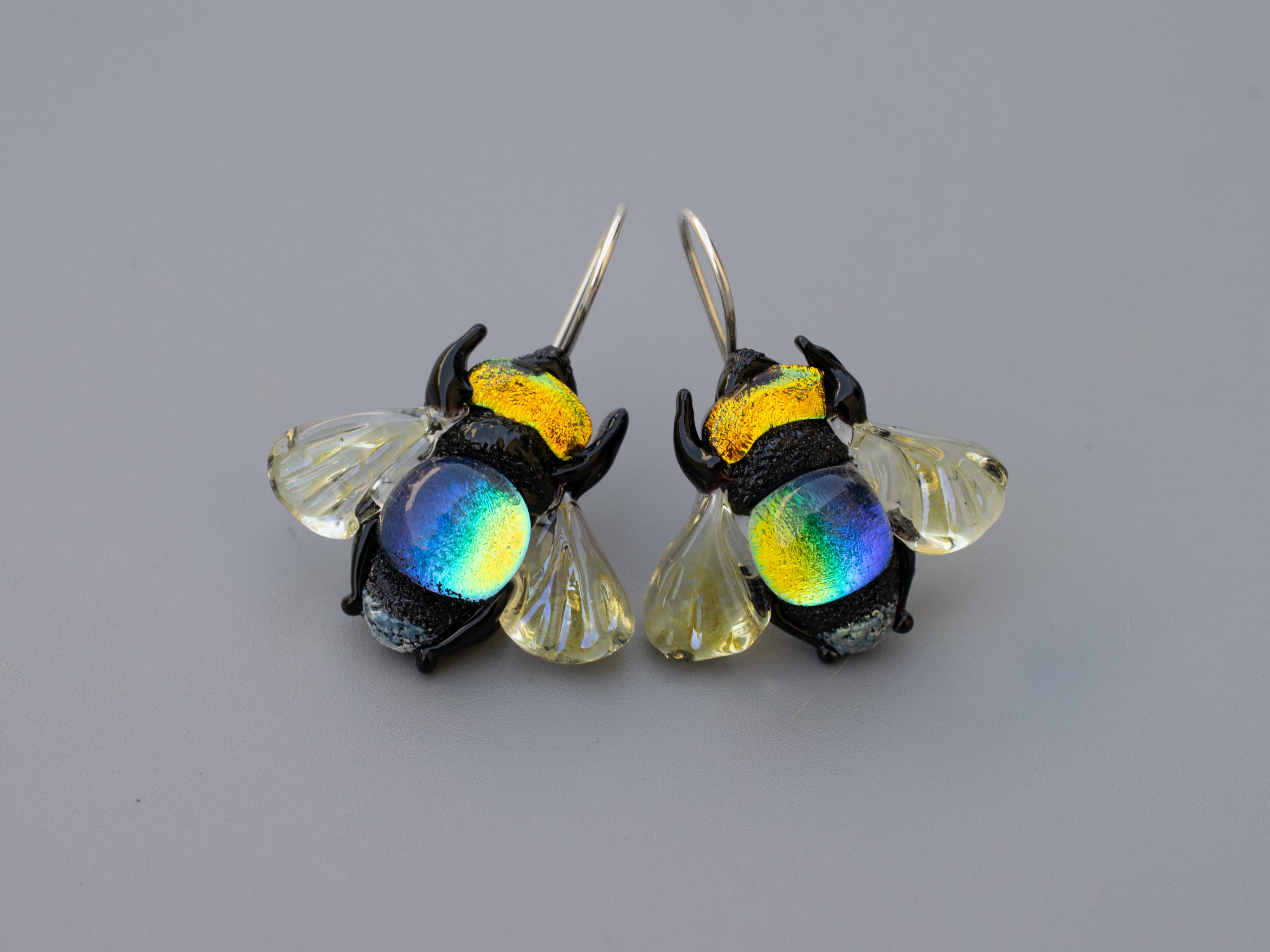 Bee earrings yellow blue