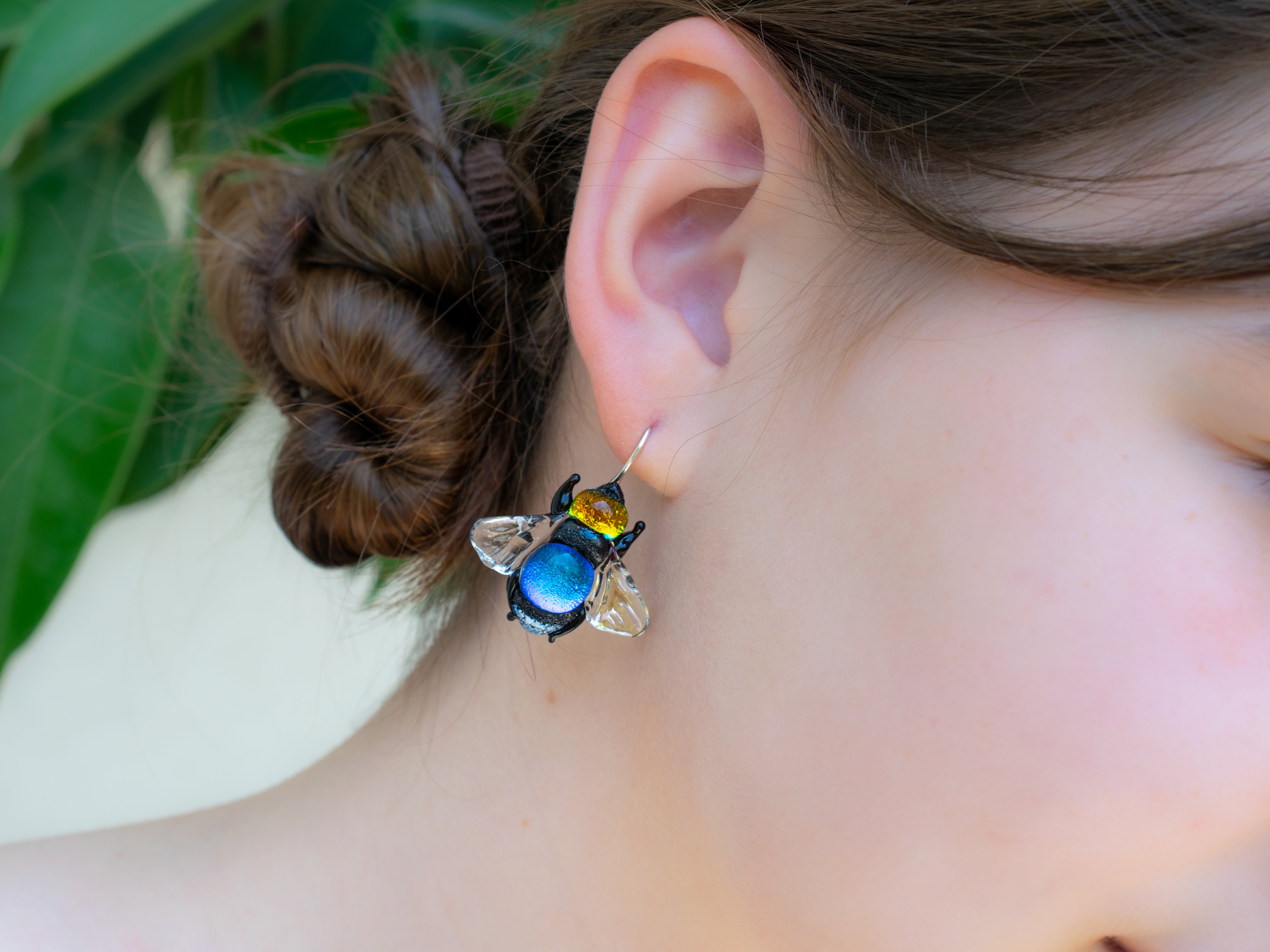 Bee earrings  blue