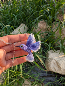 Purple hummingbird necklace