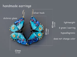 Blue butterfly earrings