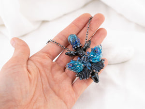 Blue butterfly aromatherapy necklace