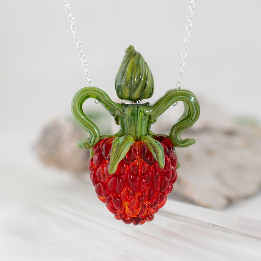 Raspberry diffuser necklace