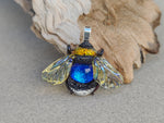 Load image into Gallery viewer, Glass bee necklace blue
