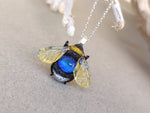 Load image into Gallery viewer, Glass bee necklace blue
