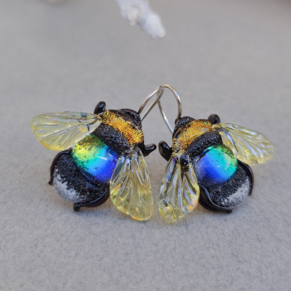 Bee earrings yellow blue