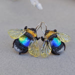 Load image into Gallery viewer, Bee earrings yellow blue
