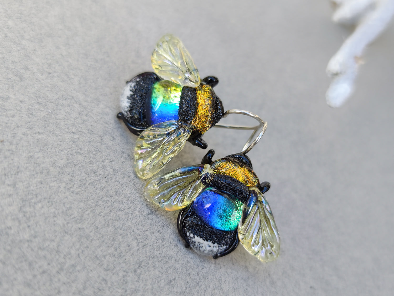 Bee earrings yellow blue