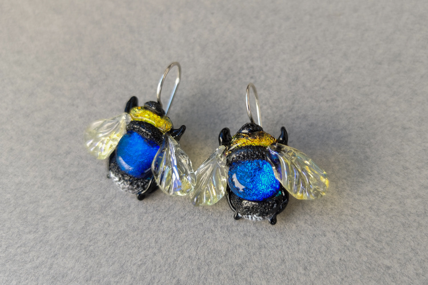 Bee earrings  blue