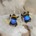 Load image into Gallery viewer, Bee earrings  blue
