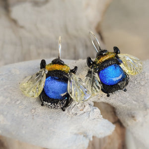 Bee earrings  blue