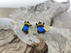 Bee earrings  blue