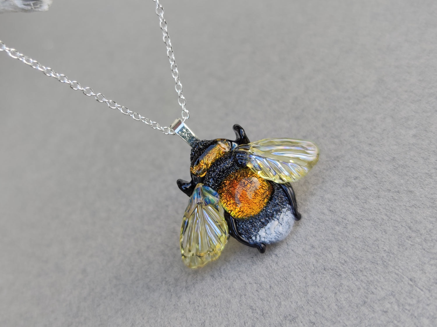Glass bee necklace