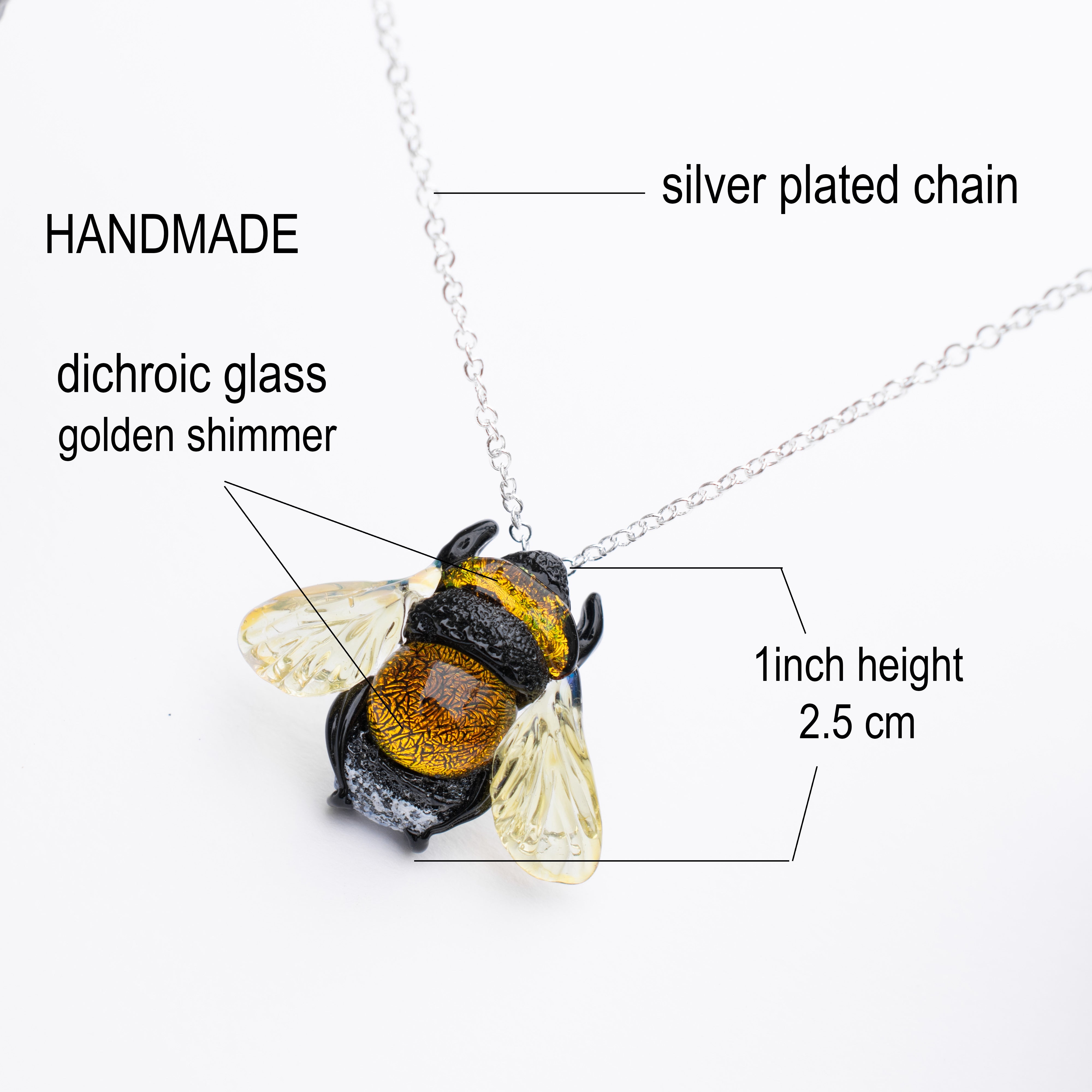 Glass bee necklace