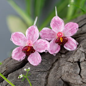 Pink orchid earrings