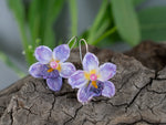 Load image into Gallery viewer, Purple orchid flower earrings
