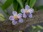 Load image into Gallery viewer, Purple orchid flower earrings
