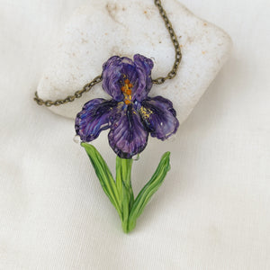 Iris flower necklace