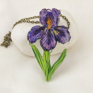 Iris flower necklace