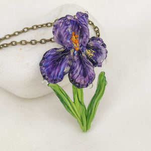 Iris flower necklace