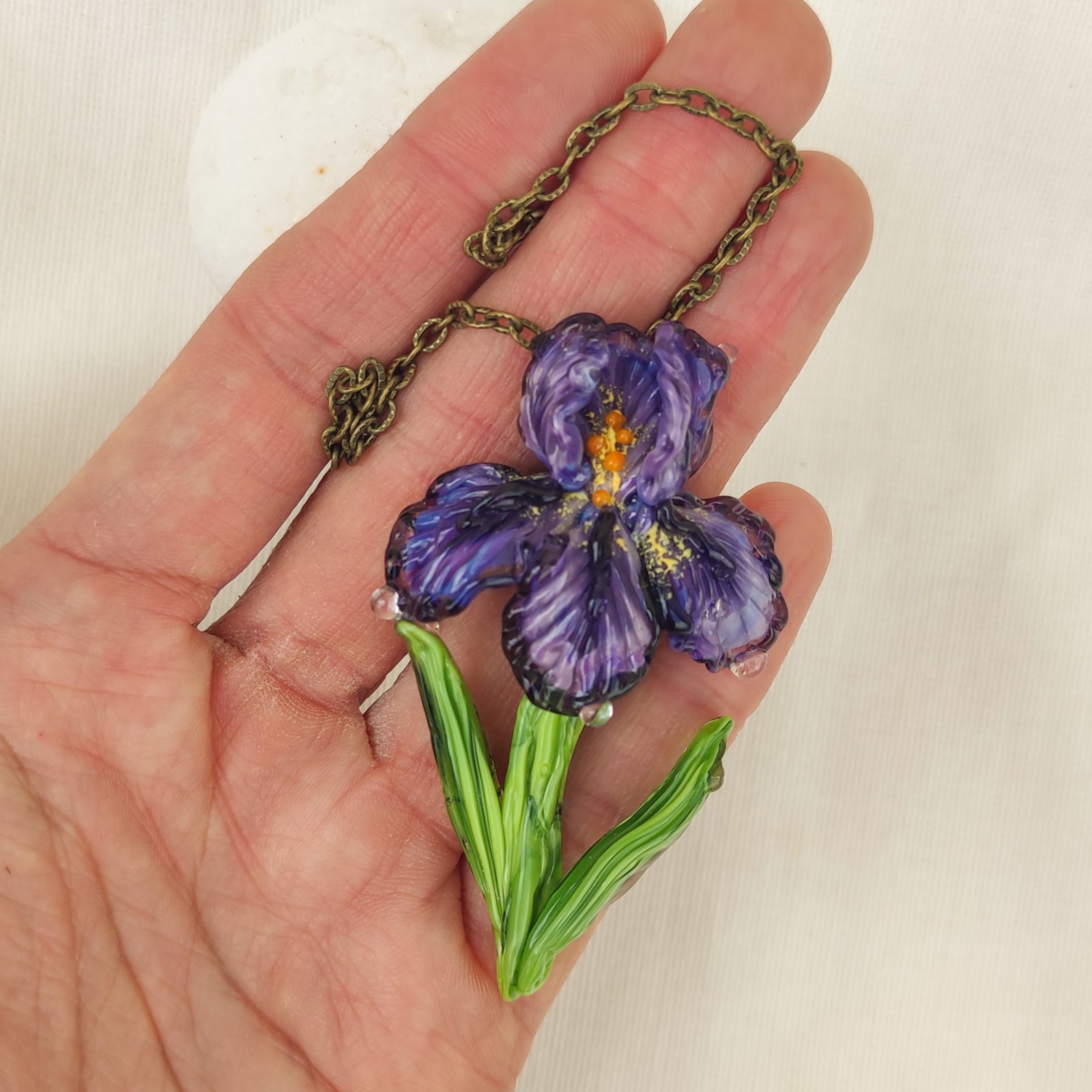 Iris flower necklace