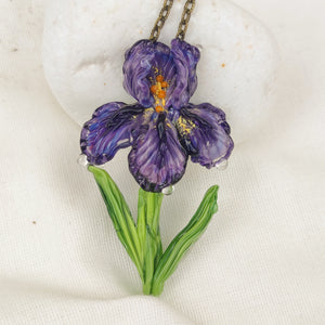 Iris flower necklace