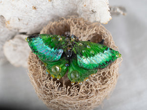 Brooch green butterfly