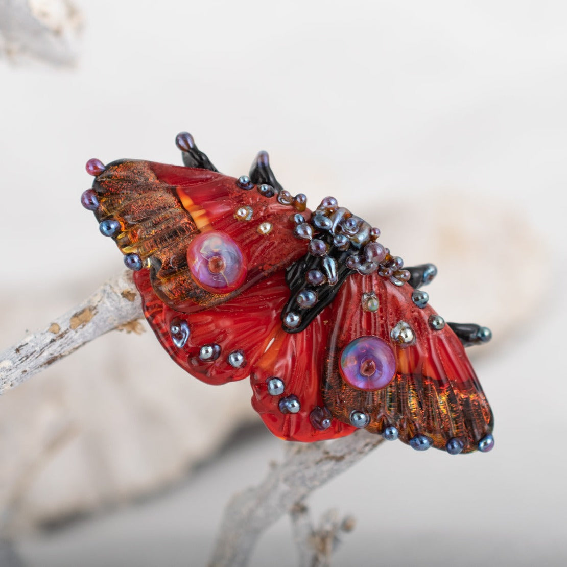 Brooch red butterfly
