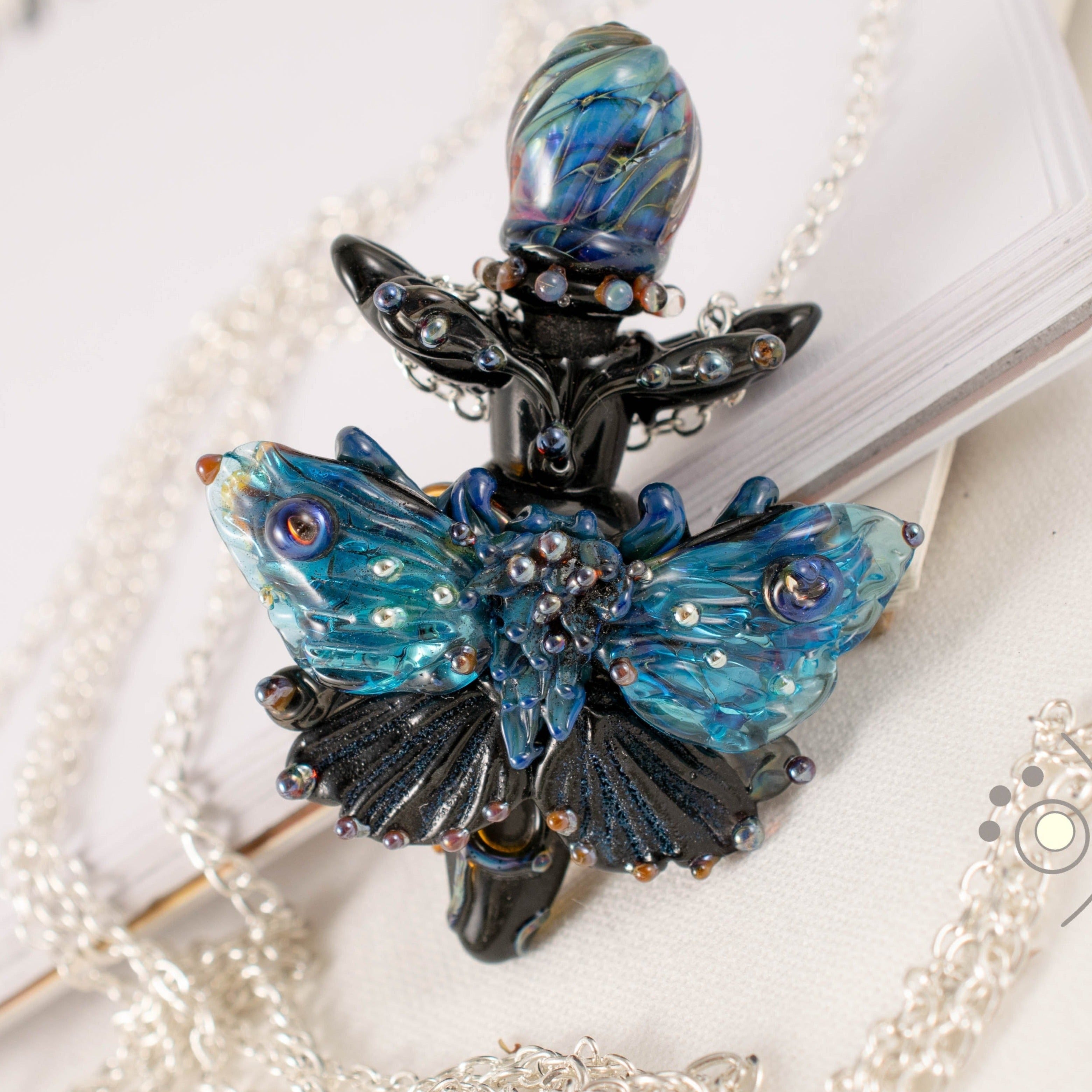 Blue butterfly aromatherapy necklace