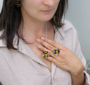 Glass bee necklace