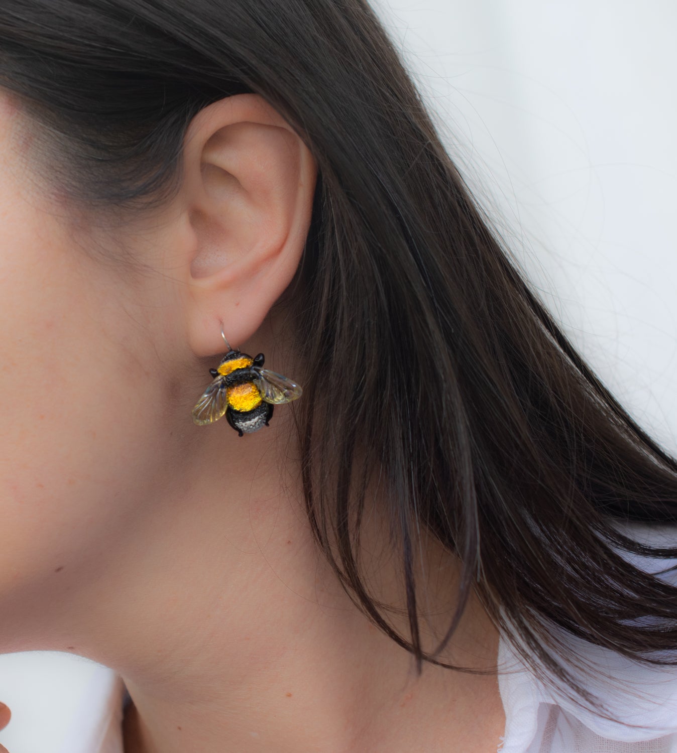 Bee earrings yellow blue